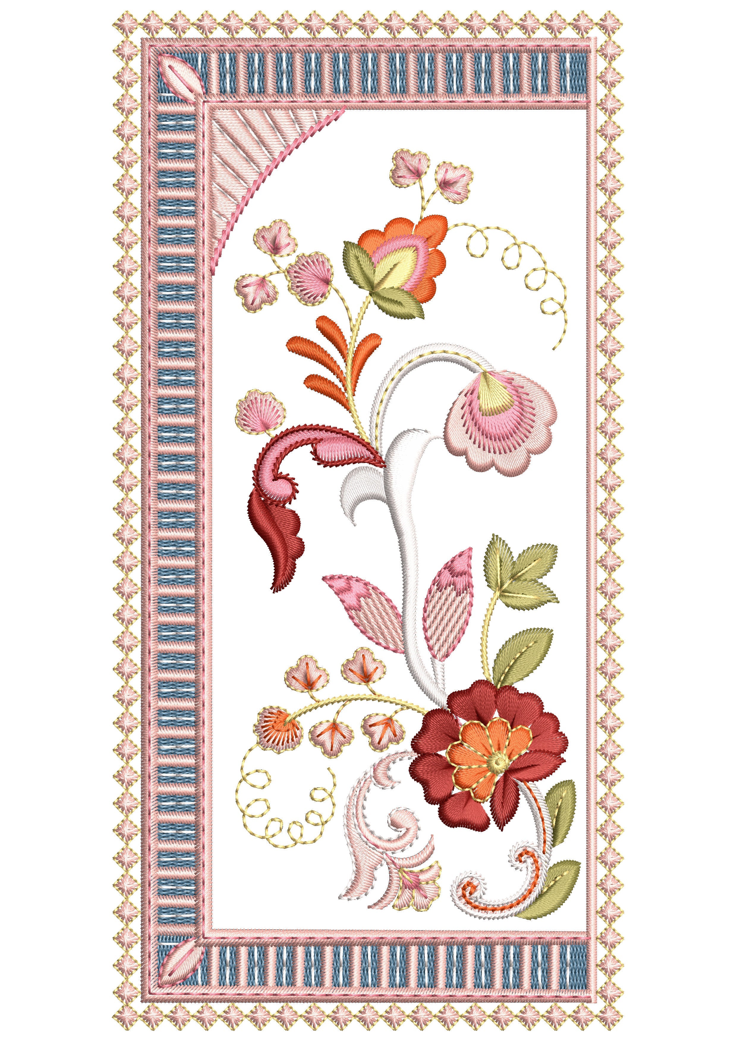 F Frame Art Embroidery Design