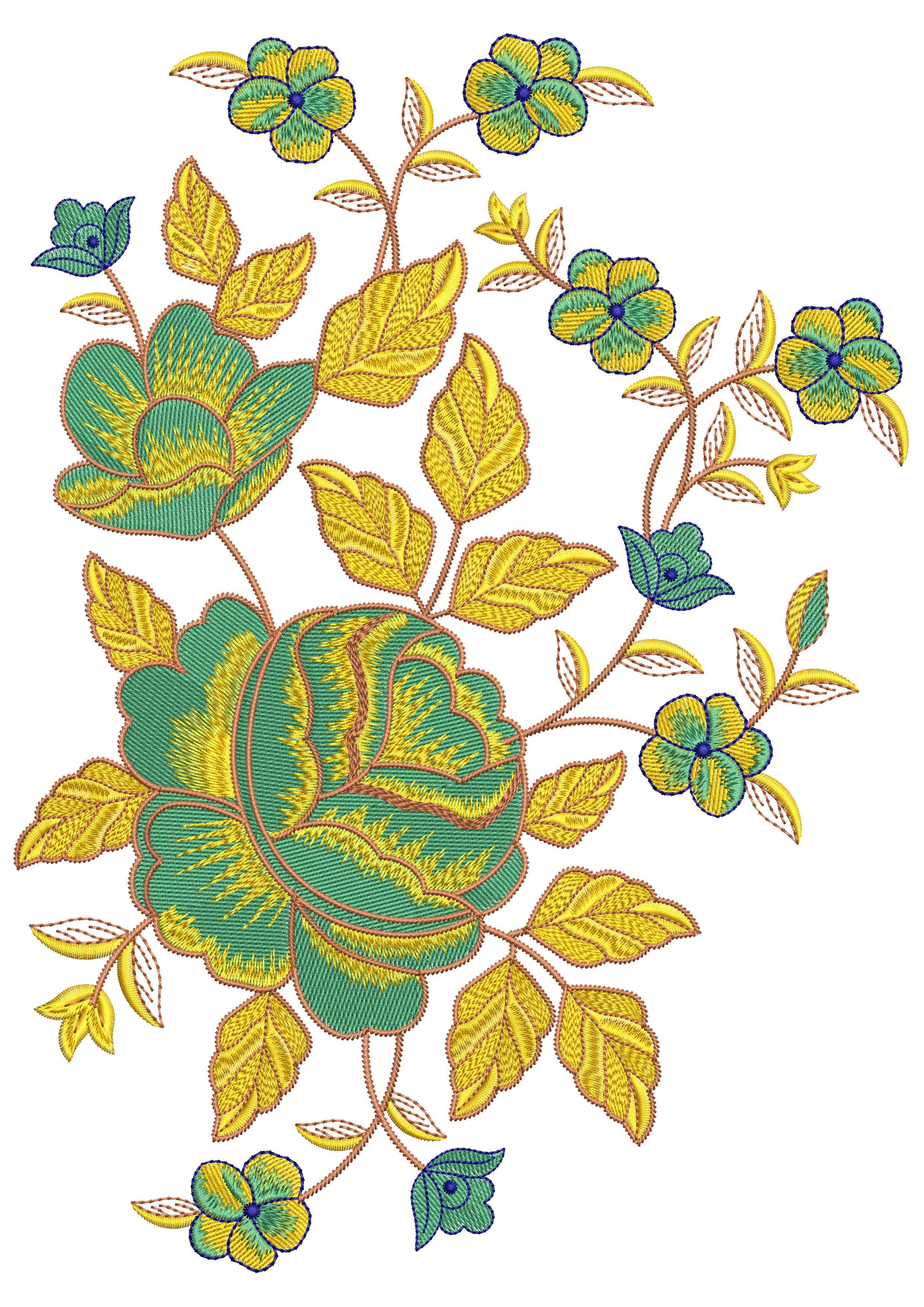 Golden Leaf Embroidery Design