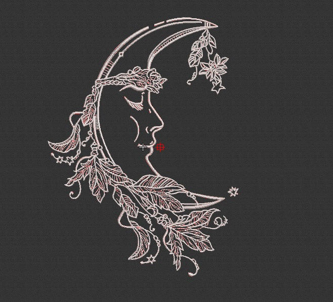 Moon Embroidery Design