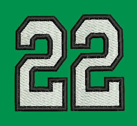 Numbered Block Twenty Two Embroidery Design