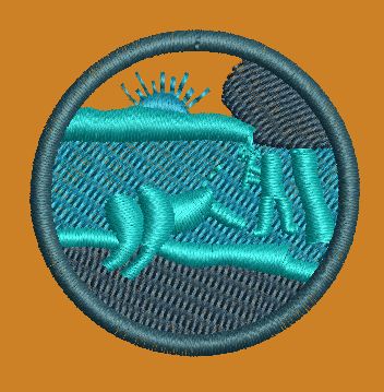 Scenic Circular Badge Embroidery Design