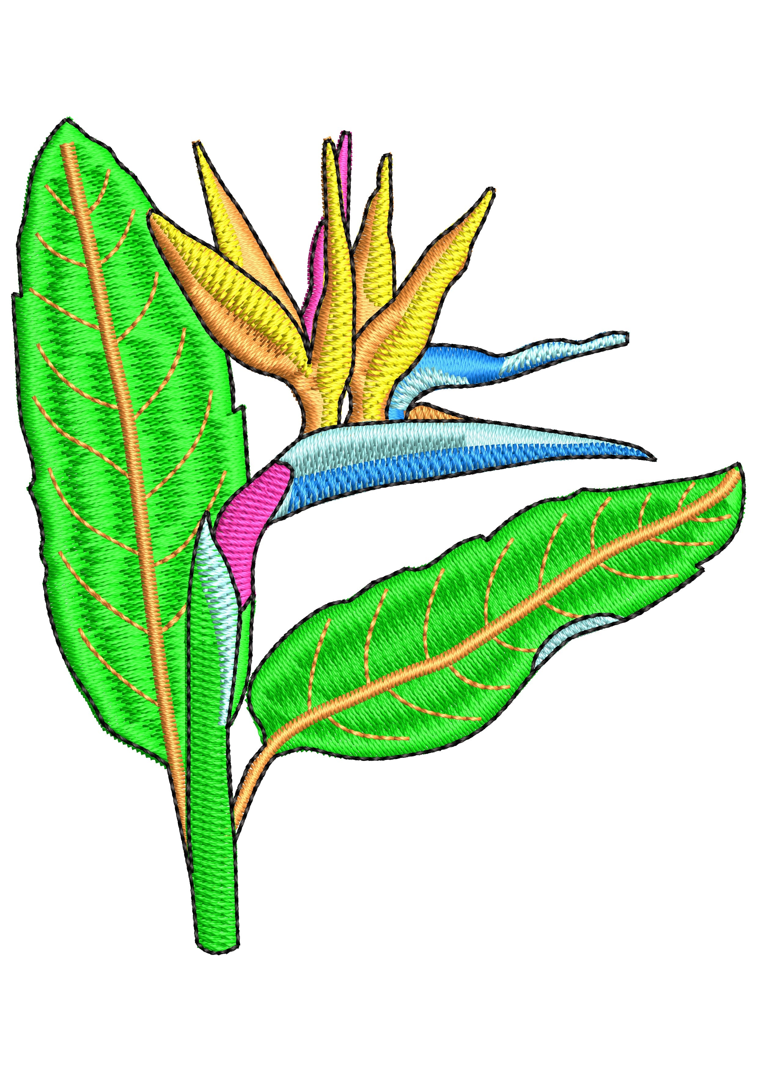 Bird Flower Embroidery Design