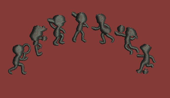 Figures in Motion Embroidery Design
