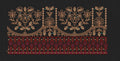 Floral Vine Double Border Black & Copper Red Embroidery Design