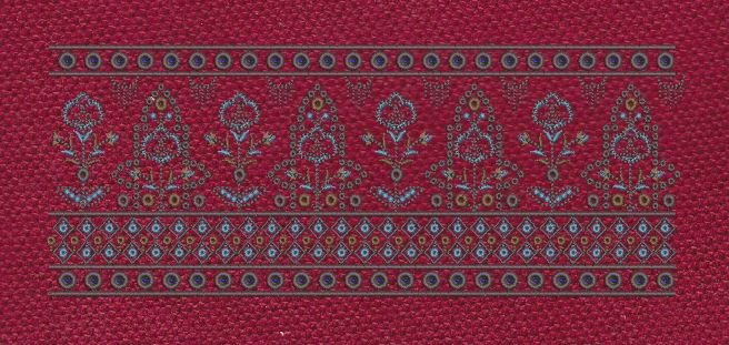 Crimson Paisley Buta Diamond Border Crimson & Steel Blue Embroidery Design