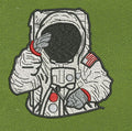 Saluting Spaceman Astronaut Emblem Embroidery Design