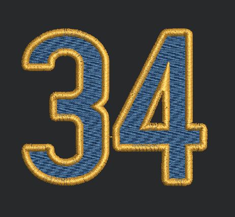 Outlined Numeric Emblem Embroidery Design