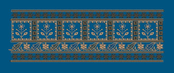 Square Framed Floral Sprig Panel Embroidery Design