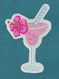 Tropical Sip Pink & Teal Embroidery Design