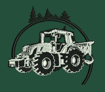 Tractor Forest Emblem Embroidery Design