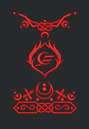 Crane Glyph Red Embroidery Design
