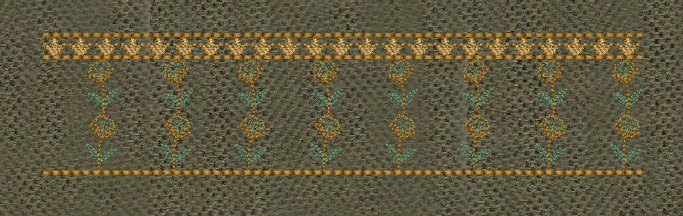 Golden Floral Vertical Lines Jacquard Border Embroidery Design