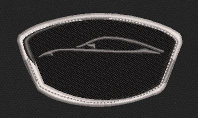 Sleek Sportscar Silhouette Patch Black & Silver Embroidery Design