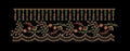 Hanging Bead Floral Scallop Border Black & Gold Embroidery Design