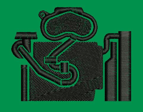 Mechanical Engine Schematic Embroidery Design