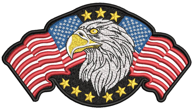 Eagle With Flag Embroidery Design
