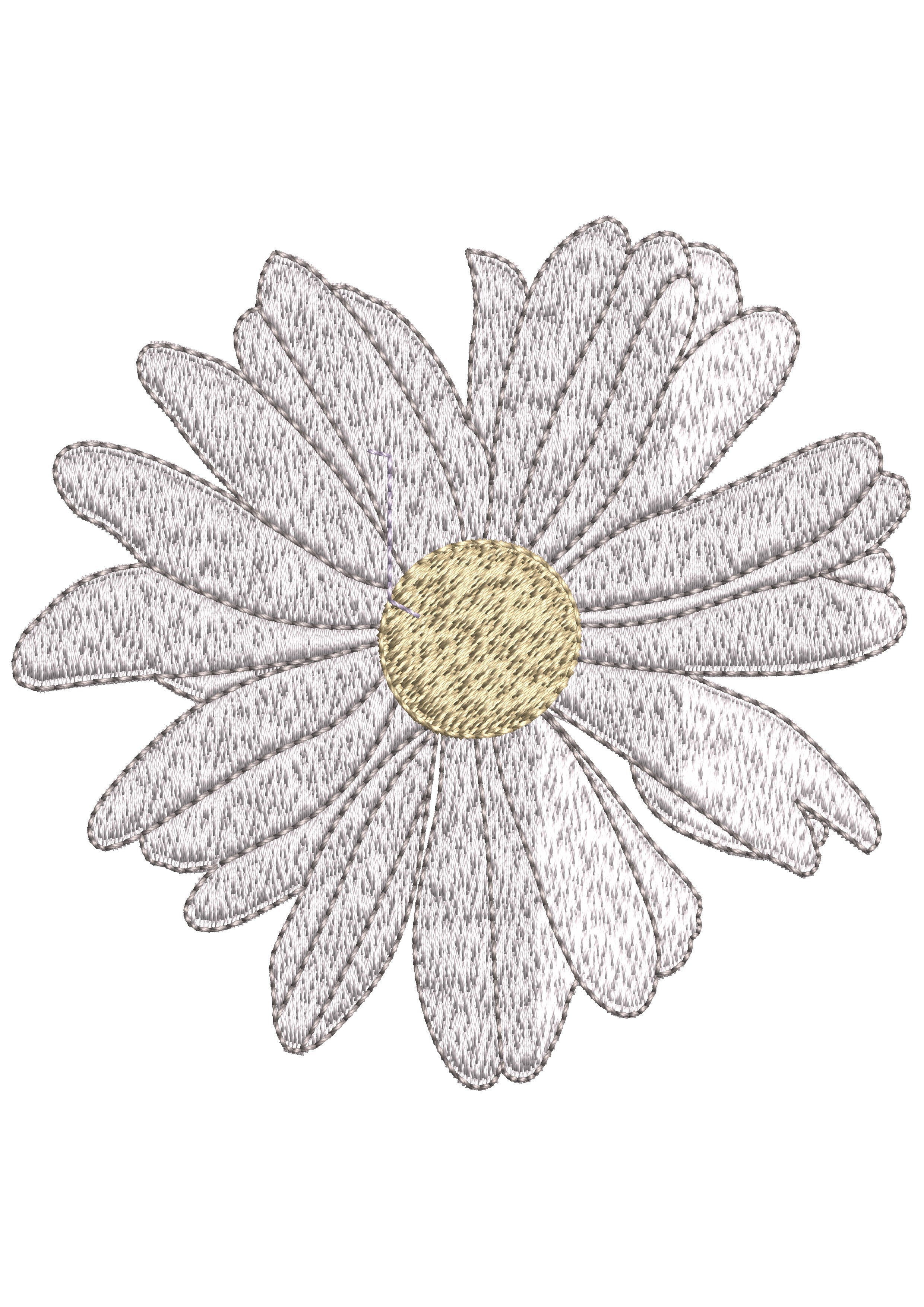White Random Embroidery Design
