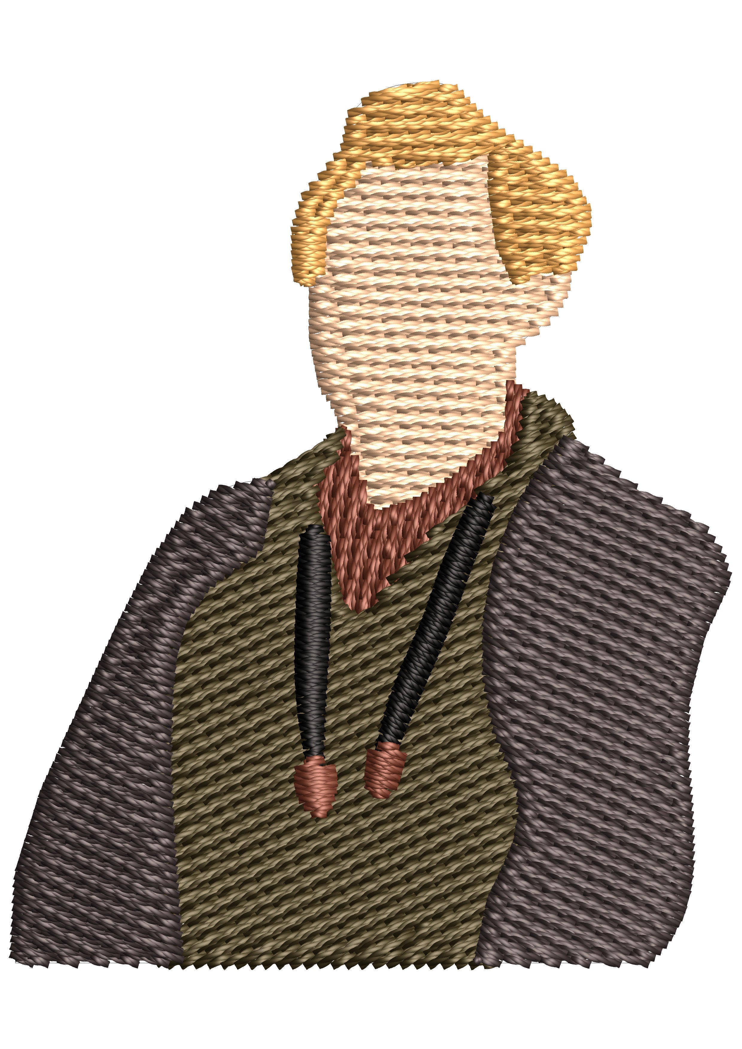 Gold Hair Man Embroidery Design