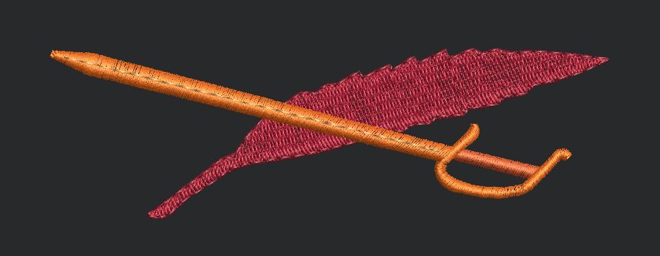 Sword and Leaf Motif Embroidery Design