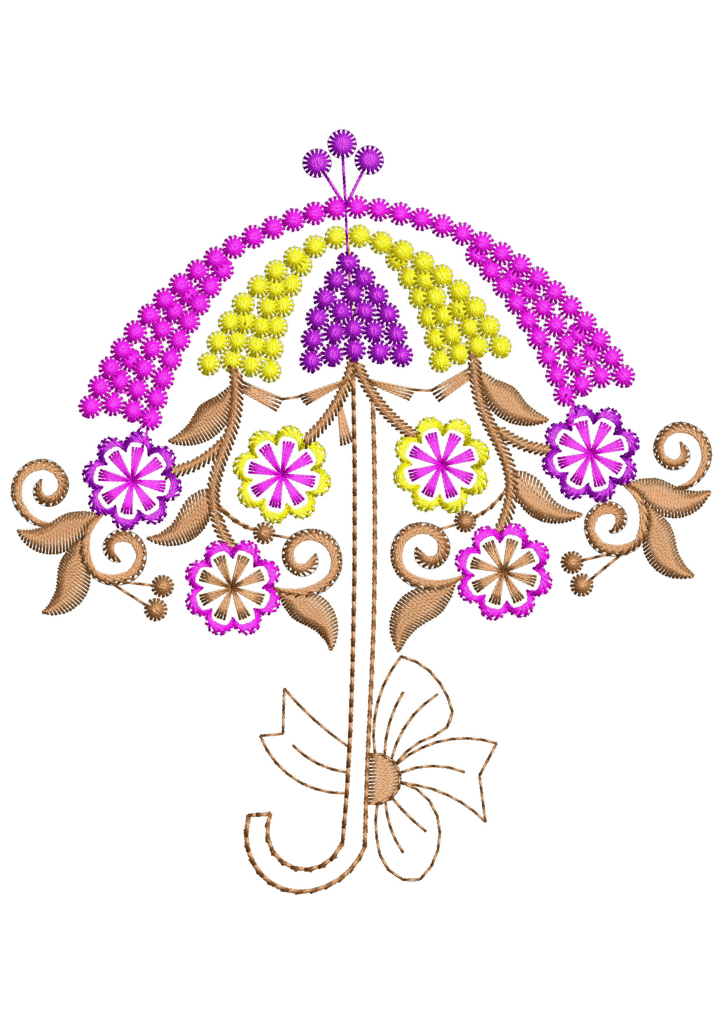 Flower Umbrella Embroidery Design