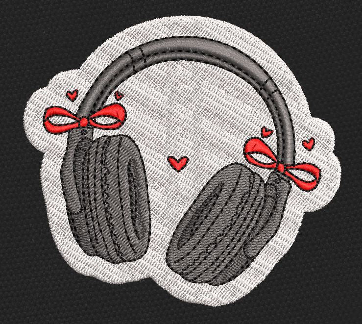 Headphones Embroidery Design