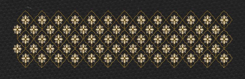 Floral Grid Gold & Black Embroidery Design