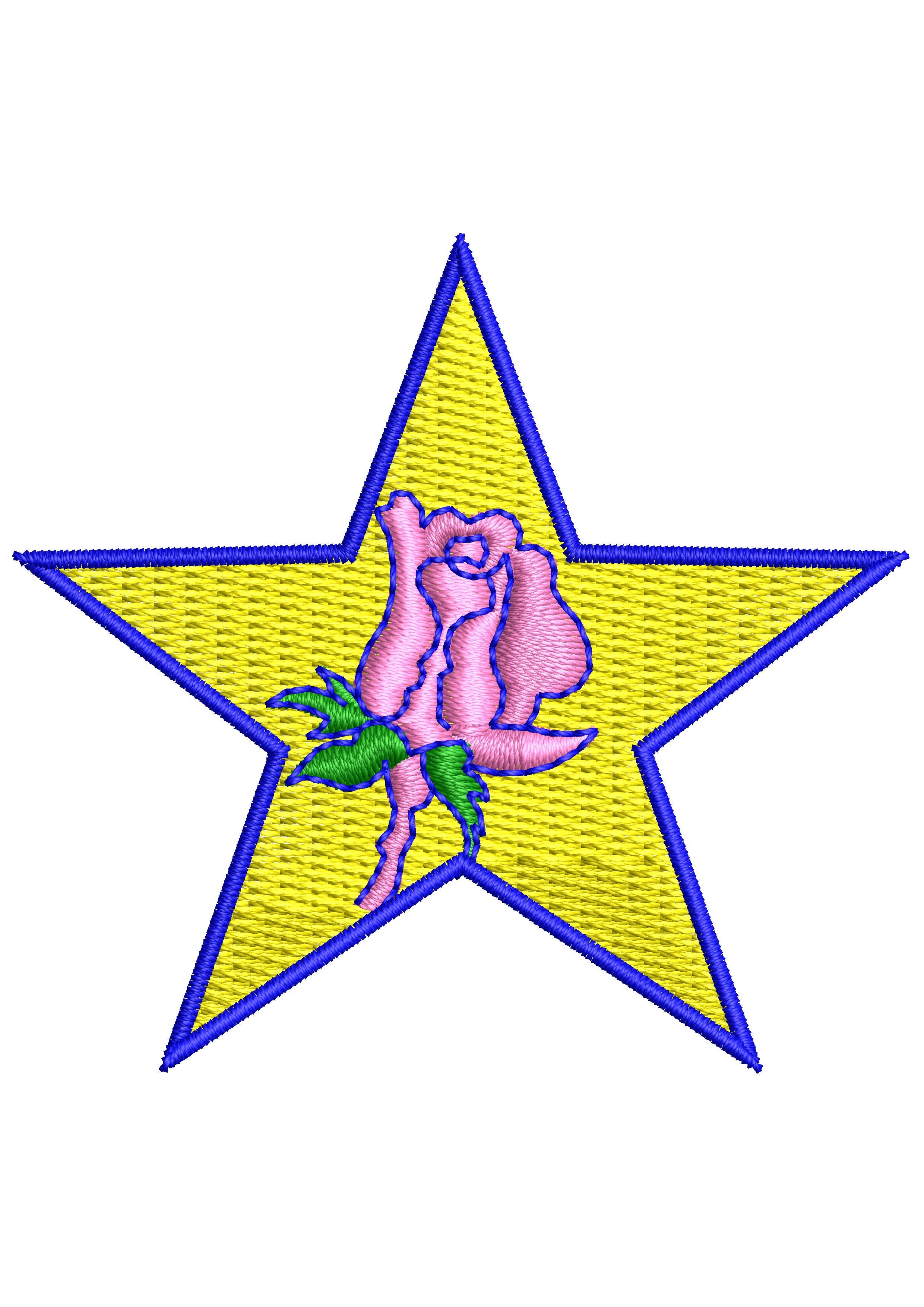 Rose Star Embroidery Design