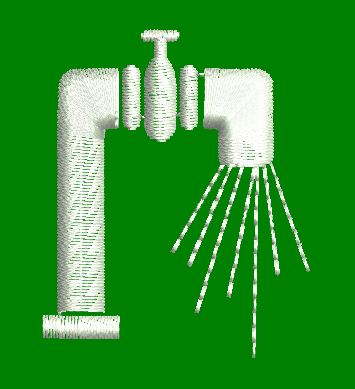 Water Pipe Shower Embroidery Design