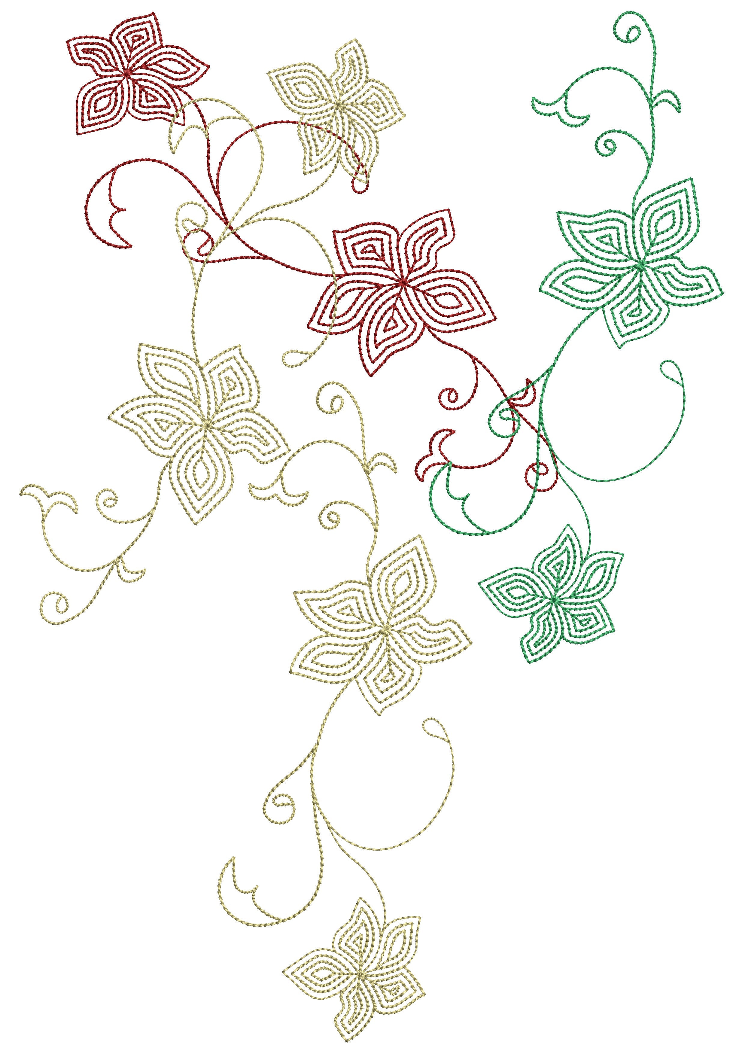 Outline Vines Embroidery Design
