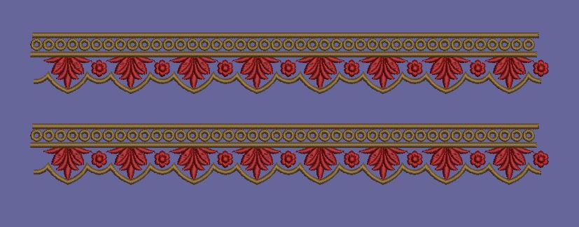 Red Scalloped Leaf Border Embroidery Design