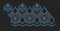 Diamond Floral Scallop Border Navy Blue Embroidery Design