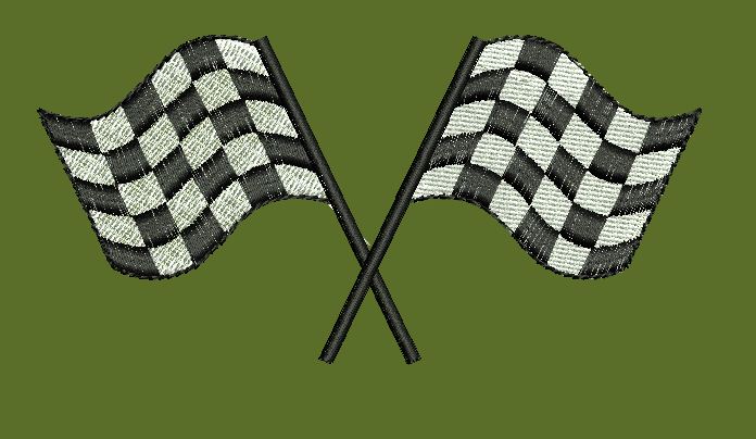 Crossed Checkered Pennants Embroidery Design