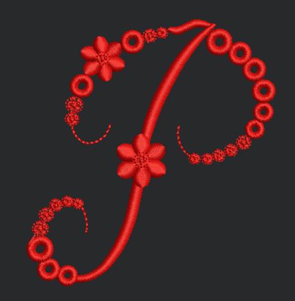 Floral Red Colour Embroidery Design
