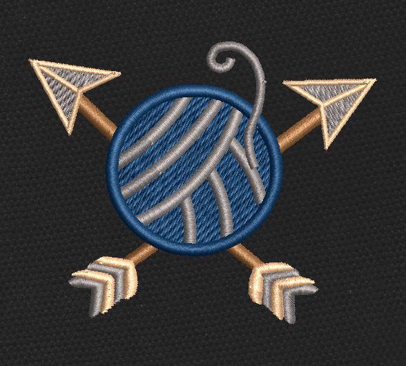 Crossed Arrows Yarn Blue & Silver Embroidery Design
