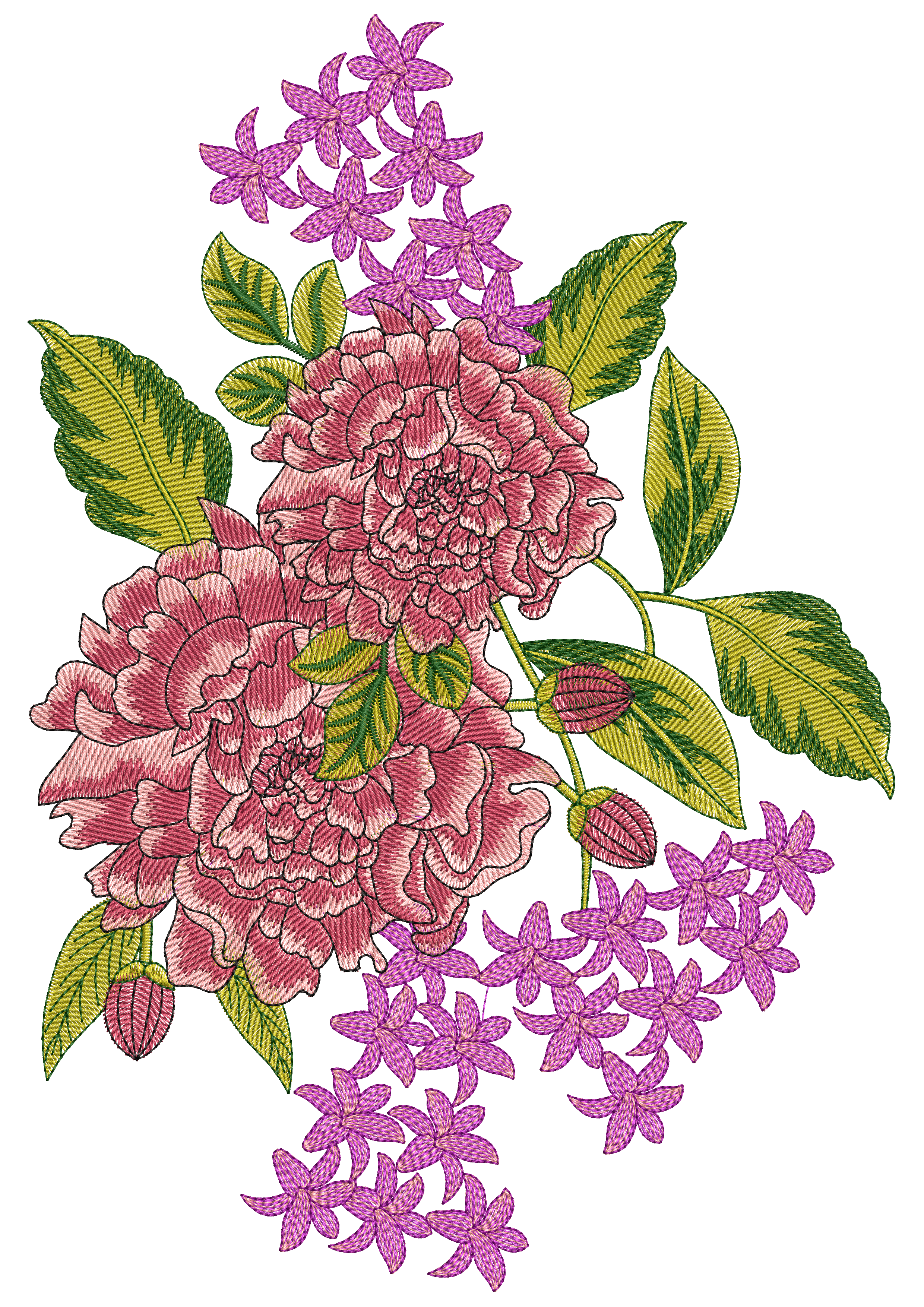 B T Flower Embroidery Design
