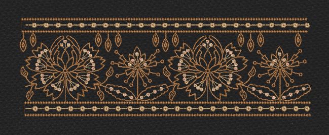 Floral Border Golden Lily Flower Embroidery Design