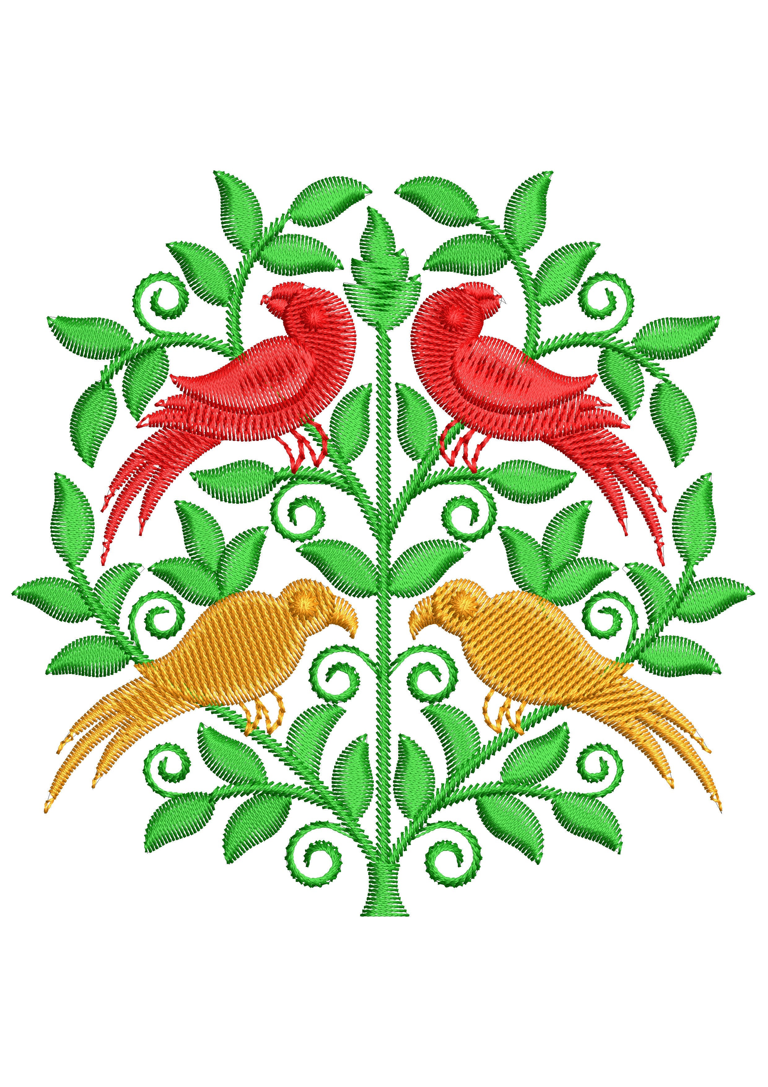 Parot Plant Embroidery Design