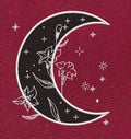 Floral Moon Black & White Embroidery Design