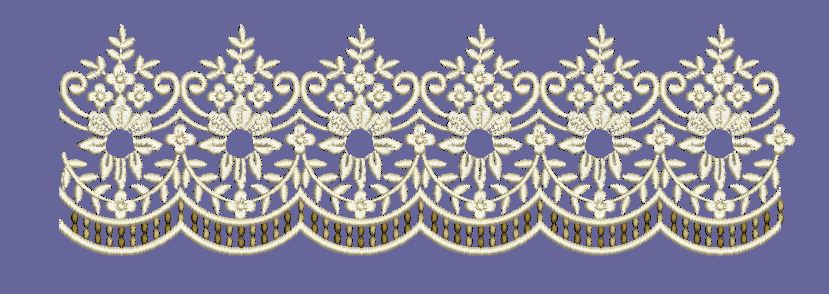 Scalloped Off White Lace Border Embroidery Design