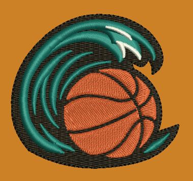 Stylized Basket Ball Embroidery Design