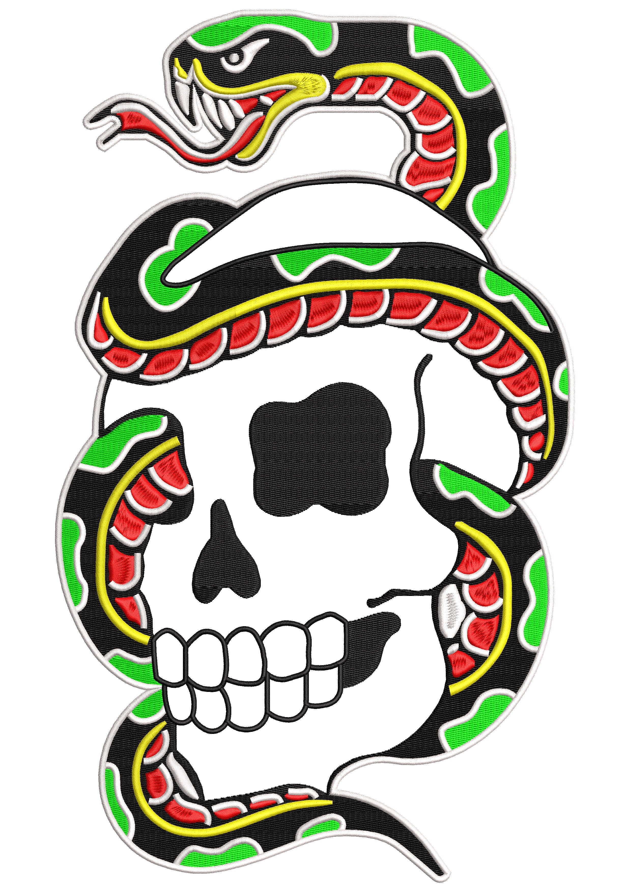 Snake Skull Embroidery Design