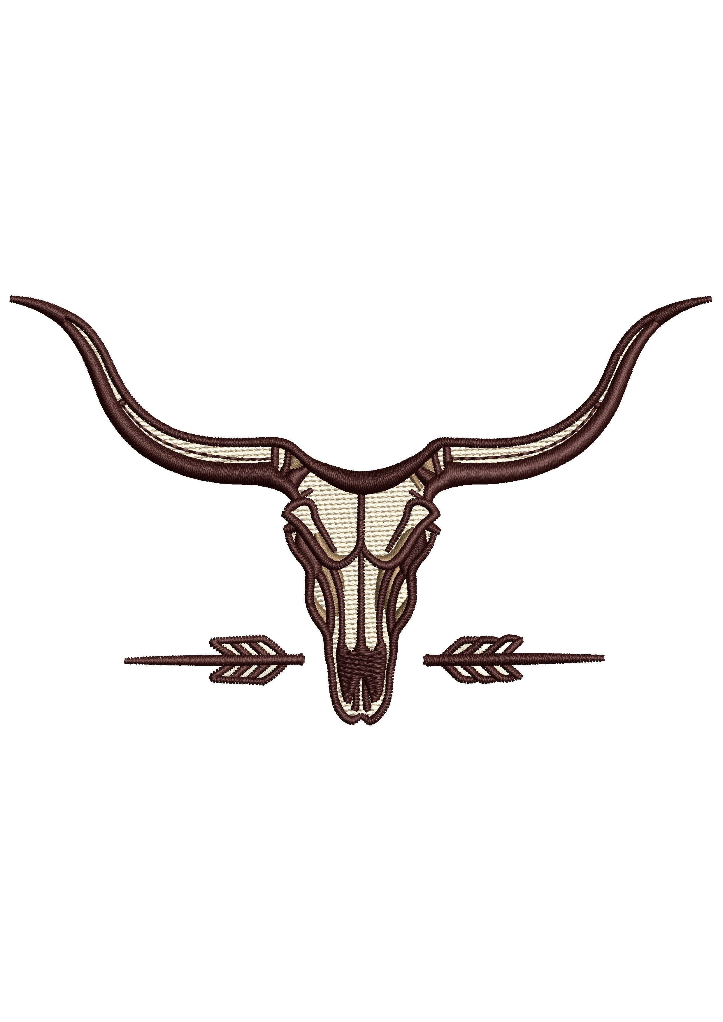 Bull Head Skull Embroidery Design