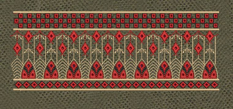 Floral Jacquard Woven Golden Lines Embroidery Design