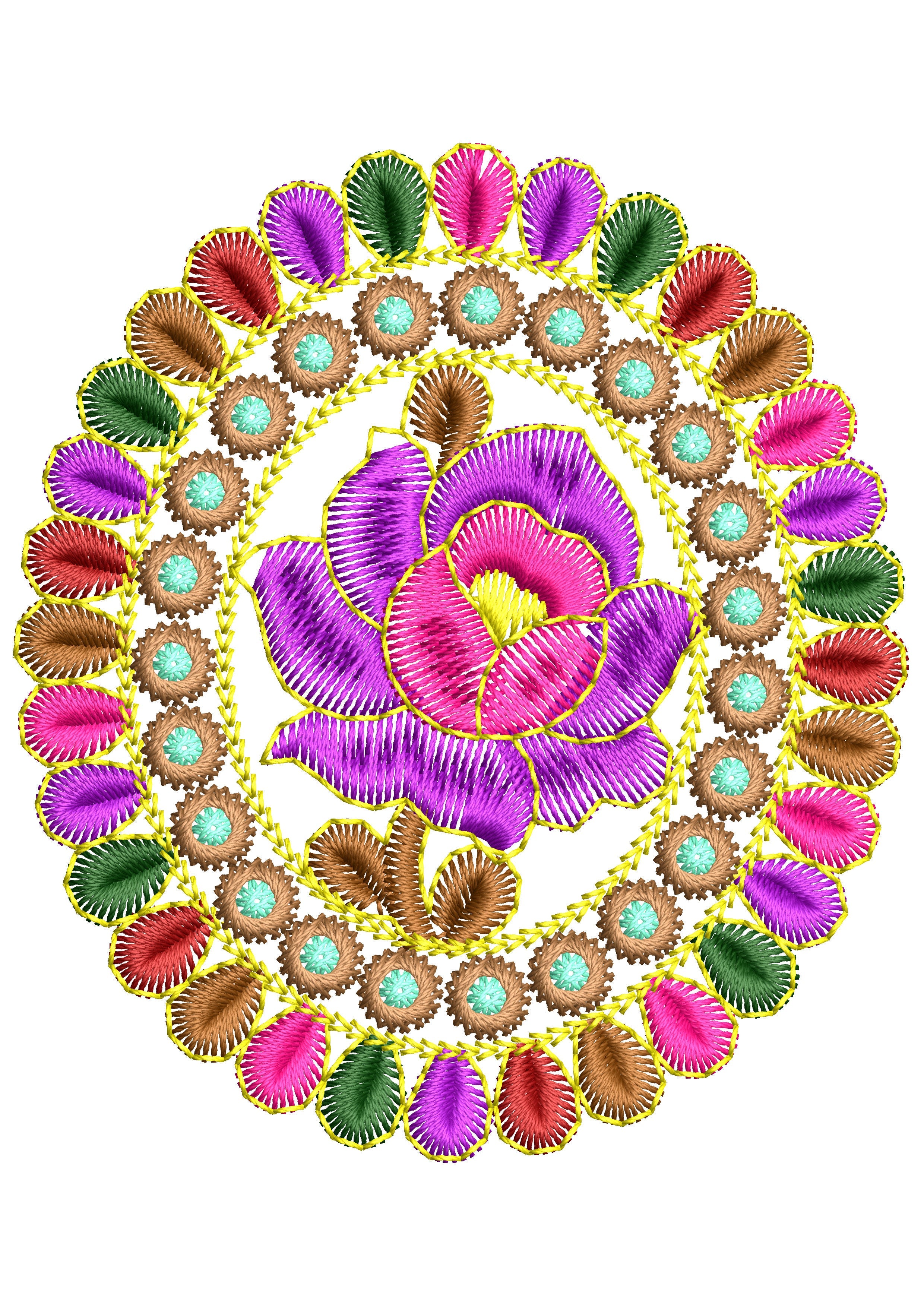 Flower Gola Embroidery Design