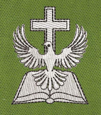 Cross Holy Book Dove Embroidery Design