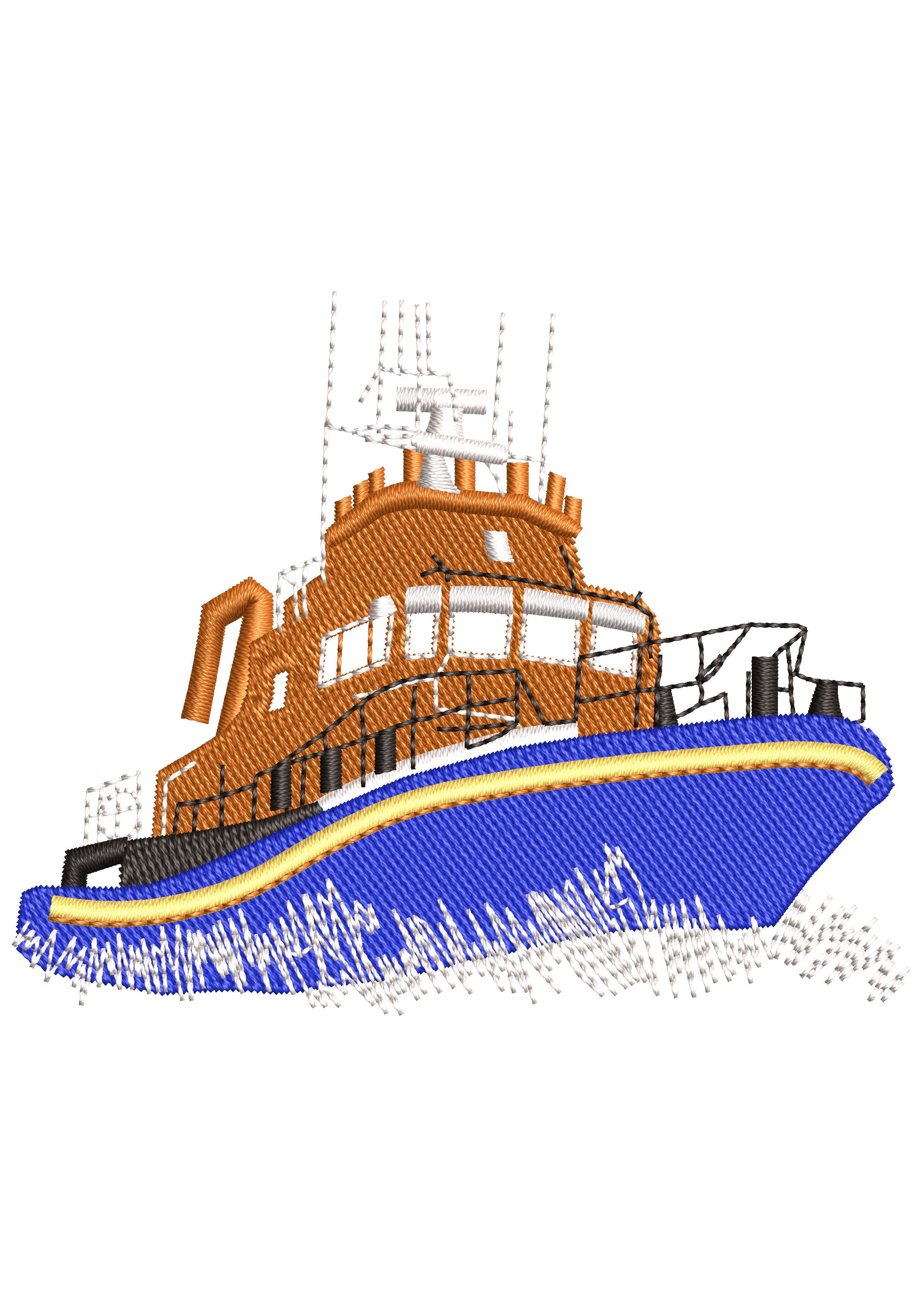Life Boat Embroidery Design