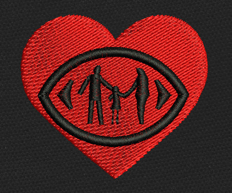 Family Heart Red Embroidery Design