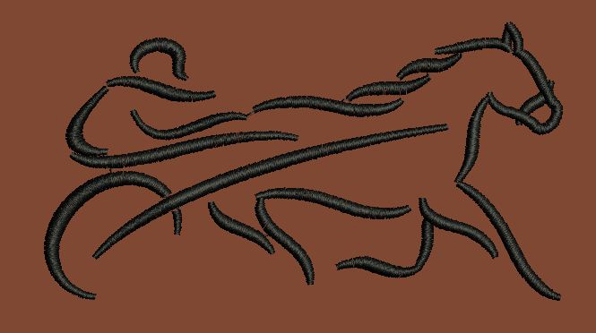Harness Racing Line Art Embroidery Design