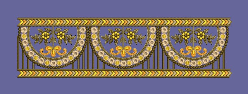 Golden Arch Floral Border Embroidery Design