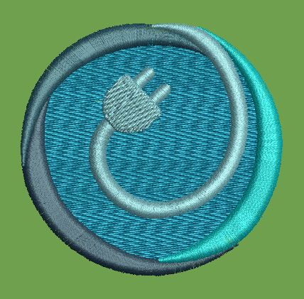 Circular Power Plug Graphic Embroidery Design
